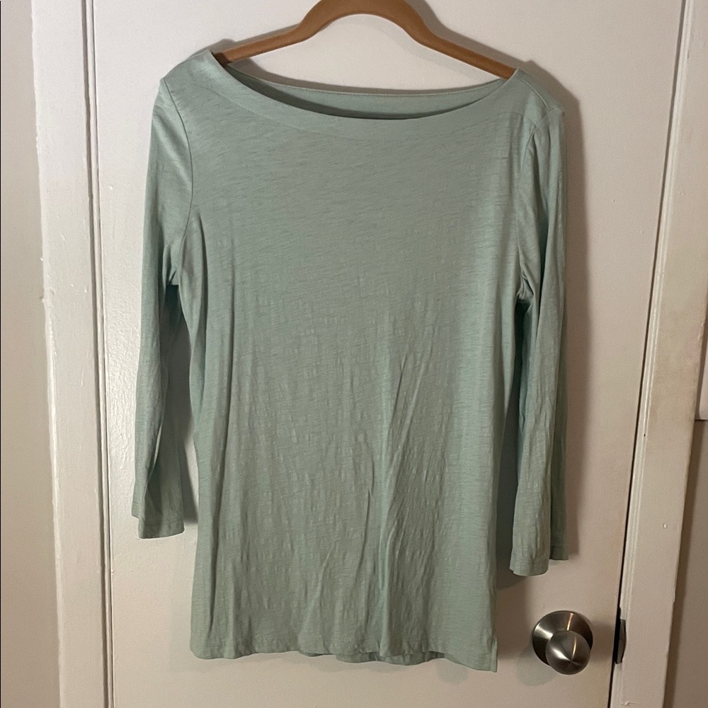 LOFT Light Green three-quarter Sleeve Top